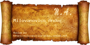 Milovanovics Andor névjegykártya