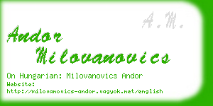 andor milovanovics business card